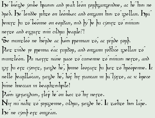 Old English text in period script