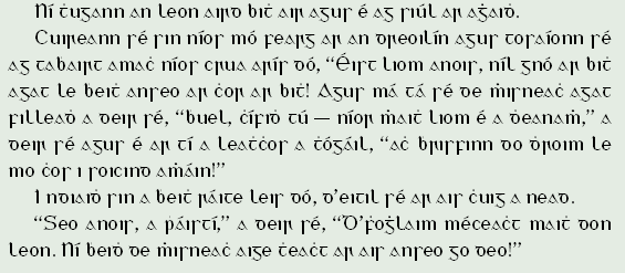 Irish text in Irish script