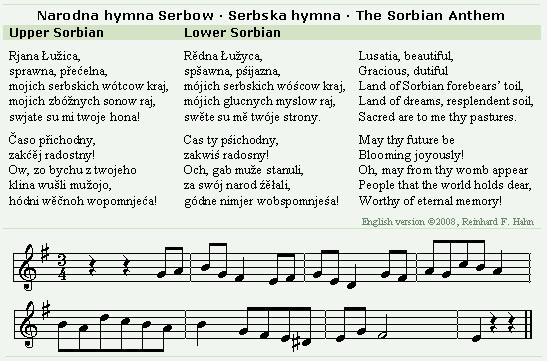 Sorbian Anthem, Sorbische Hymne